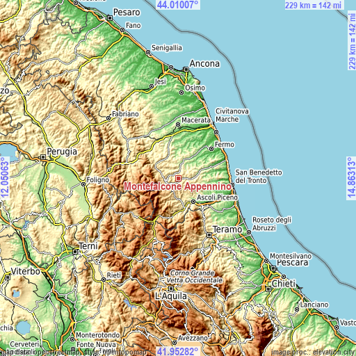 Topographic map of Montefalcone Appennino