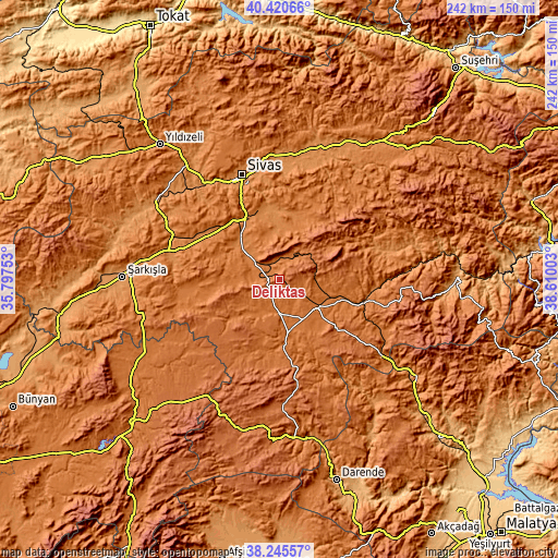 Topographic map of Deliktaş