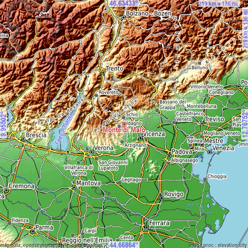 Topographic map of Monte di Malo