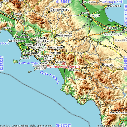 Topographic map of Montecorvino Rovella