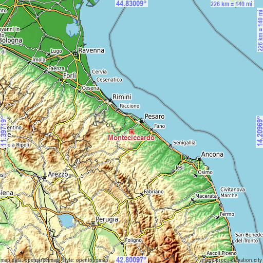 Topographic map of Monteciccardo