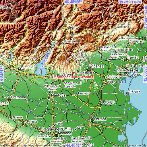 Topographic map of Montecchia di Crosara