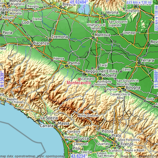 Topographic map of Montecavolo