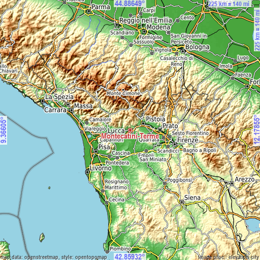Topographic map of Montecatini-Terme