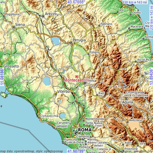 Topographic map of Montecastrilli