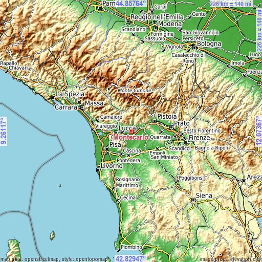 Topographic map of Montecarlo