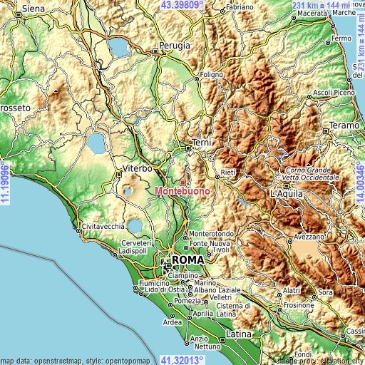 Topographic map of Montebuono