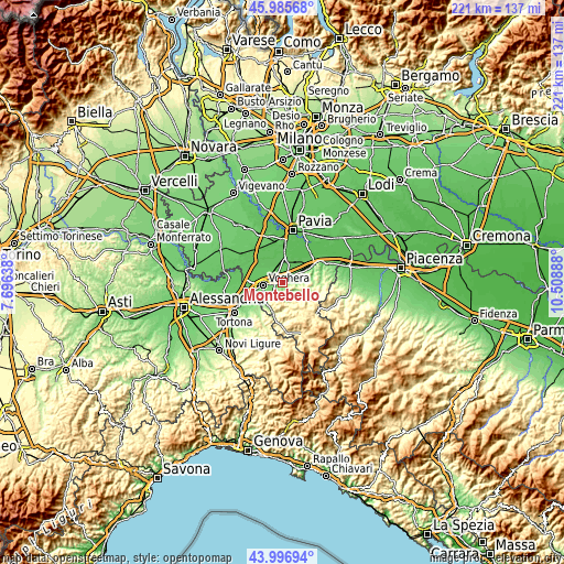 Topographic map of Montebello