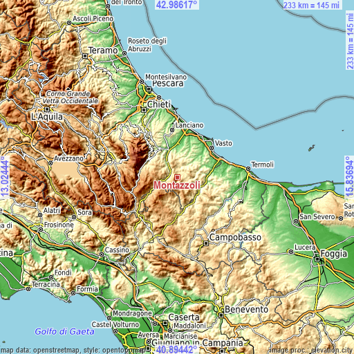 Topographic map of Montazzoli