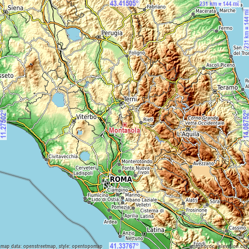 Topographic map of Montasola