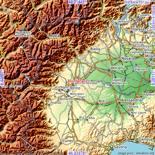 Topographic map of Montanaro