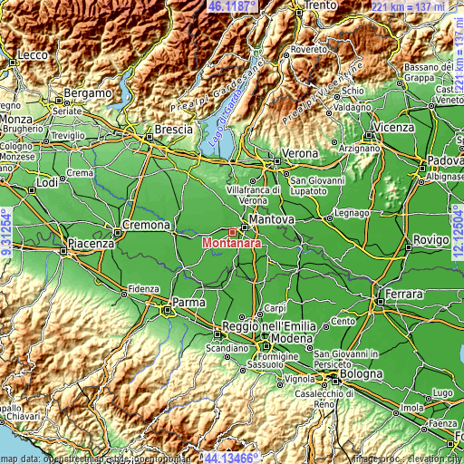 Topographic map of Montanara