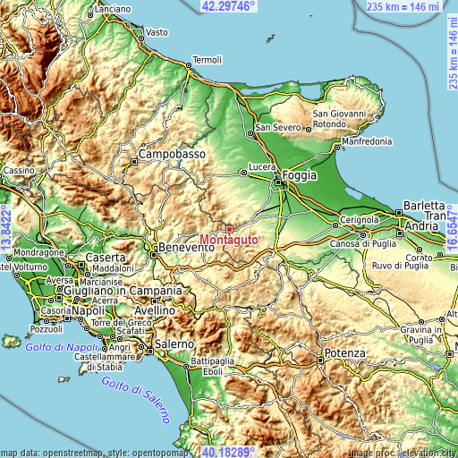 Topographic map of Montaguto