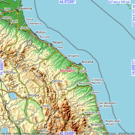 Topographic map of Monsano