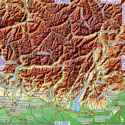 Topographic map of Monno