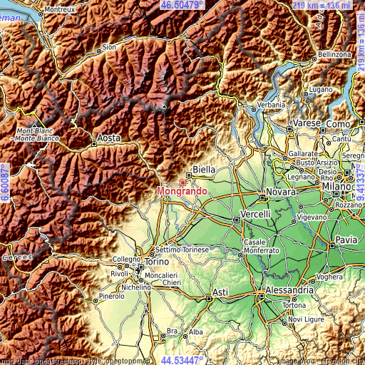 Topographic map of Mongrando