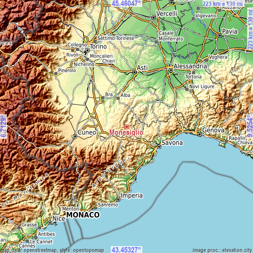 Topographic map of Monesiglio