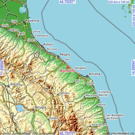 Topographic map of Mondolfo