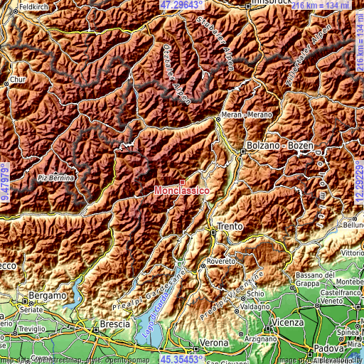 Topographic map of Monclassico