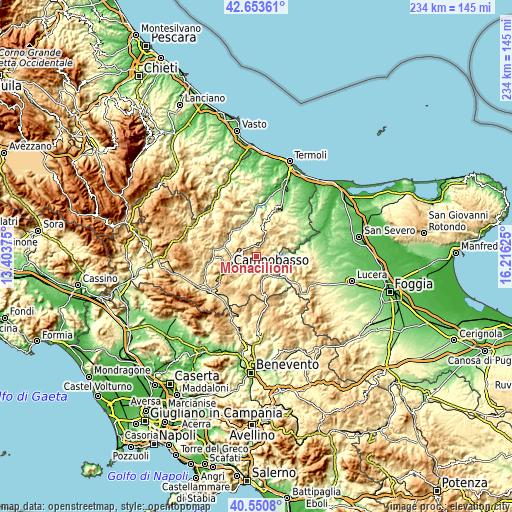 Topographic map of Monacilioni