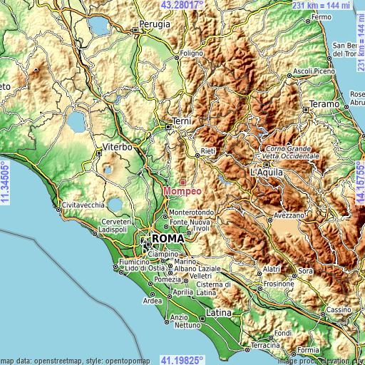 Topographic map of Mompeo