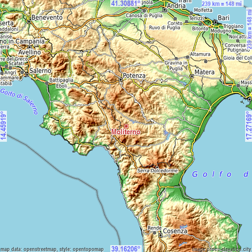 Topographic map of Moliterno