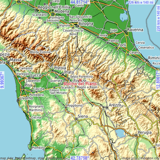Topographic map of Molino del Piano