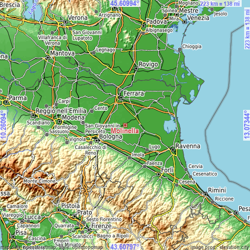 Topographic map of Molinella