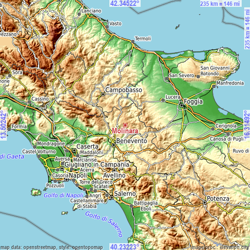 Topographic map of Molinara