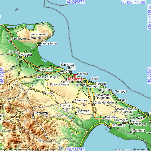 Topographic map of Molfetta