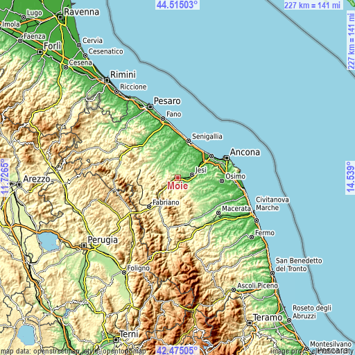 Topographic map of Moie