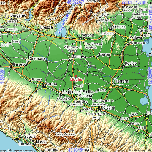 Topographic map of Moglia