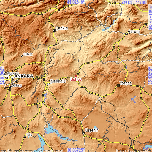 Topographic map of Delice