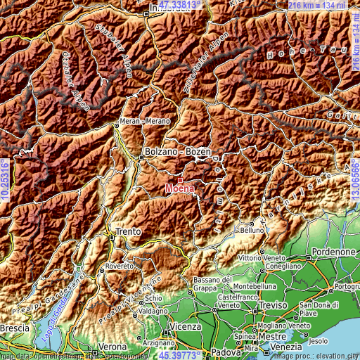 Topographic map of Moena