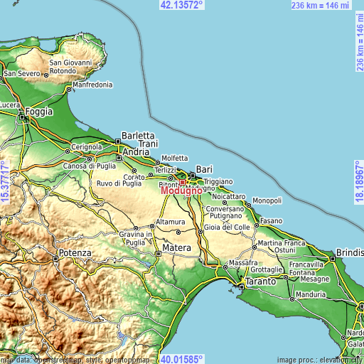 Topographic map of Modugno