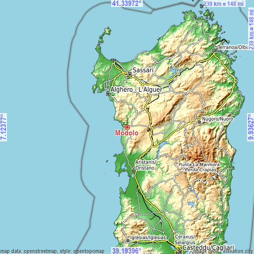 Topographic map of Modolo