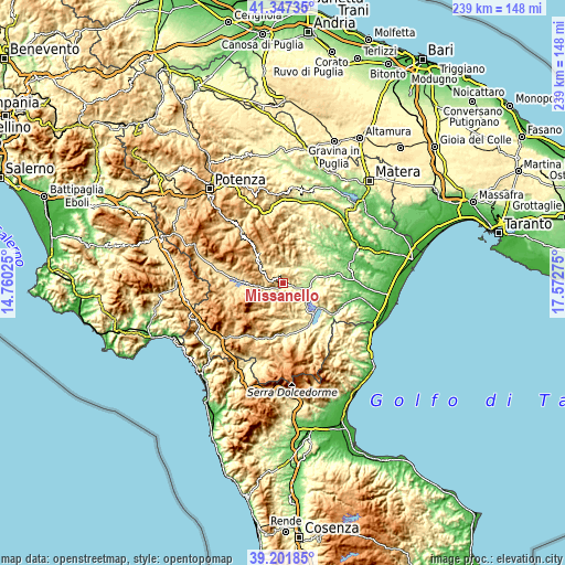 Topographic map of Missanello