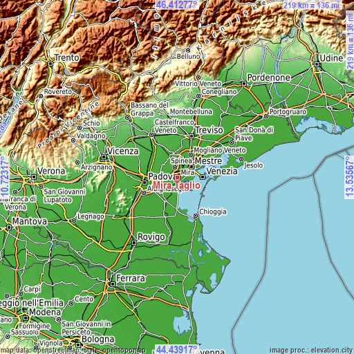Topographic map of Mira Taglio