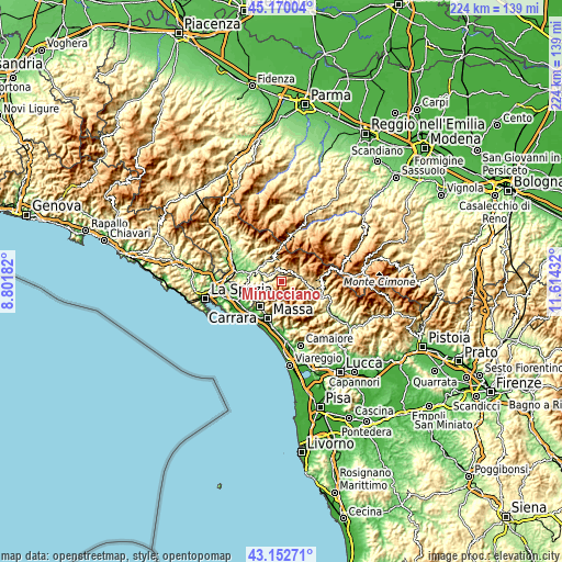 Topographic map of Minucciano