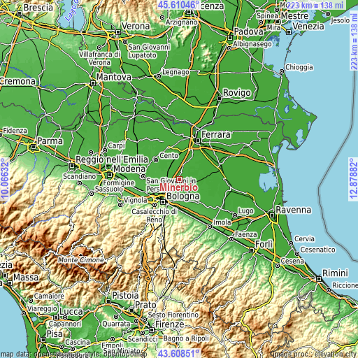 Topographic map of Minerbio