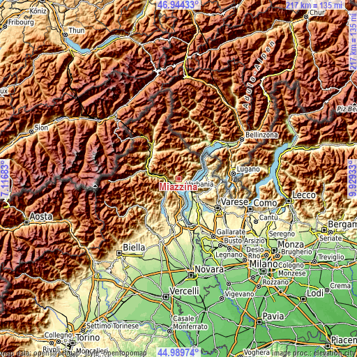 Topographic map of Miazzina