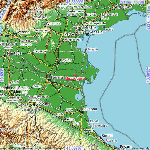 Topographic map of Mezzogoro