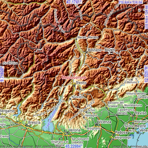 Topographic map of Mezzocorona