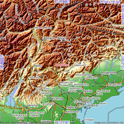 Topographic map of Mezzano