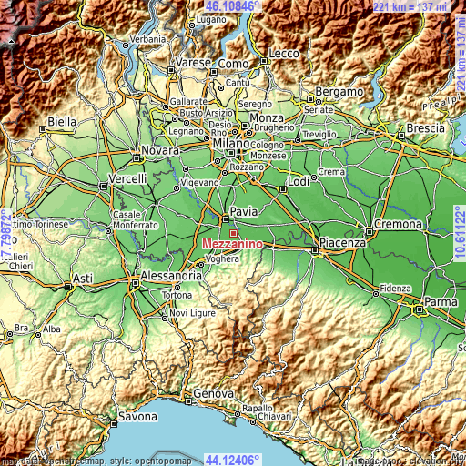 Topographic map of Mezzanino