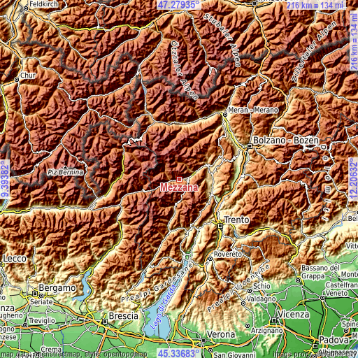 Topographic map of Mezzana