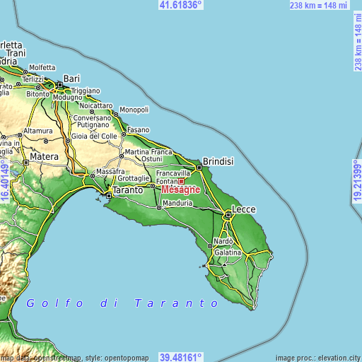 Topographic map of Mesagne
