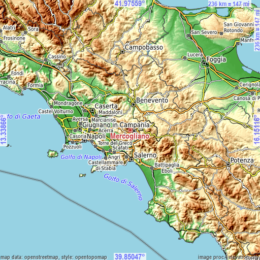 Topographic map of Mercogliano