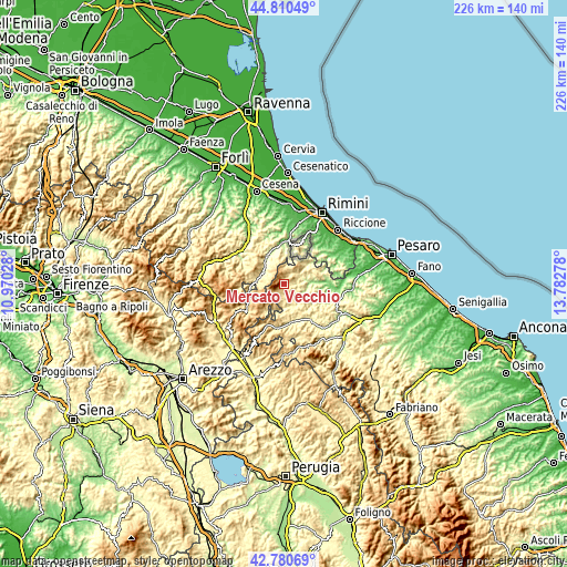 Topographic map of Mercato Vecchio