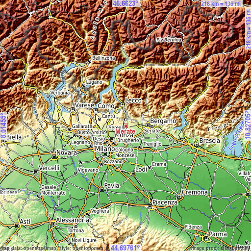 Topographic map of Merate